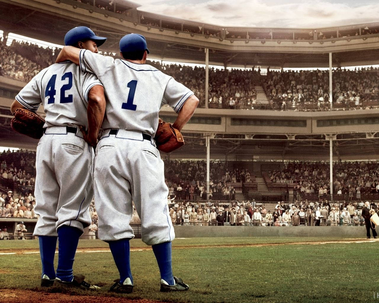 Jackie Robinson And Reese At Stadium