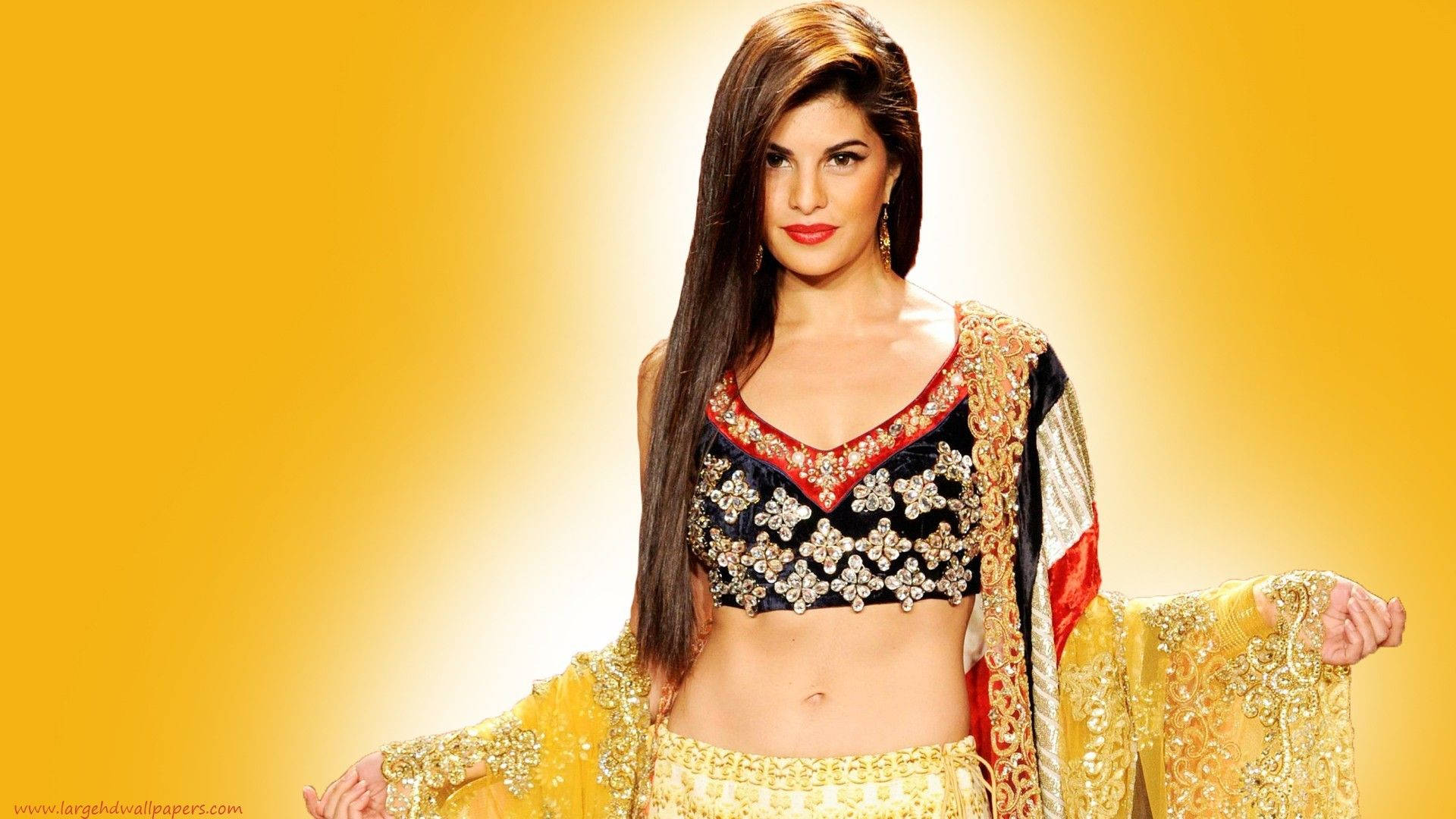 Jacqueline Fernandez Traditional Outfit Background