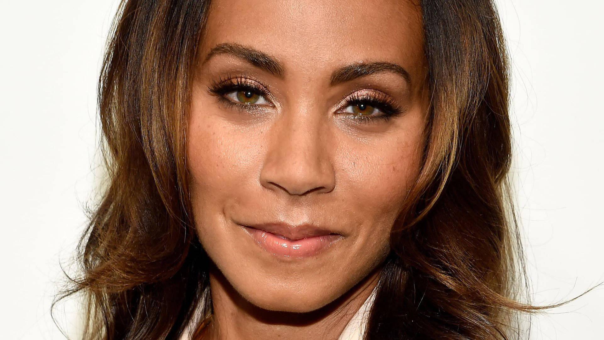 Jada Pinkett Smith Radiating In Copper Makeup Background