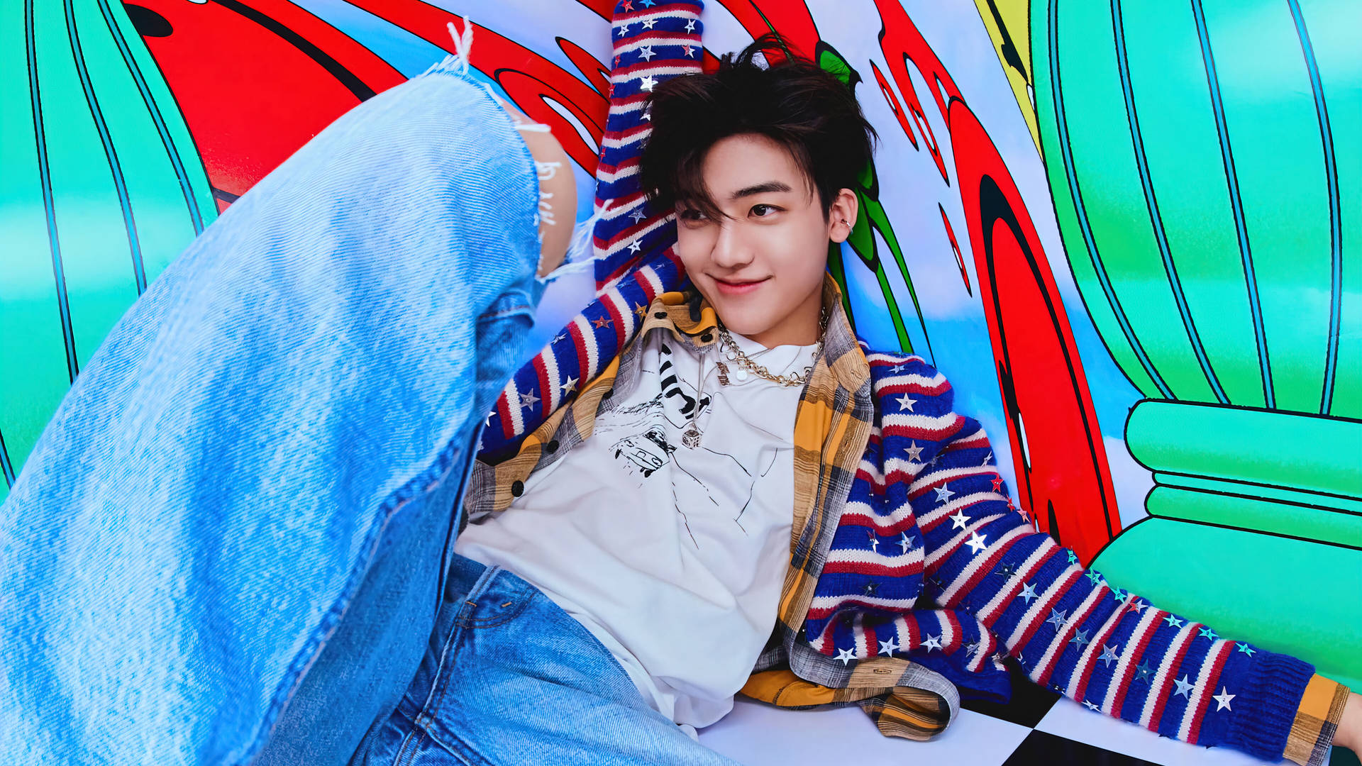 Jaemin Nct In Striped Sweater Background