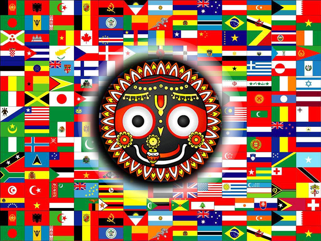 Jagannath And International Flags Background
