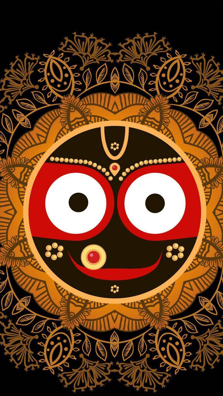 Jagannath Glowing Orange Mask Background