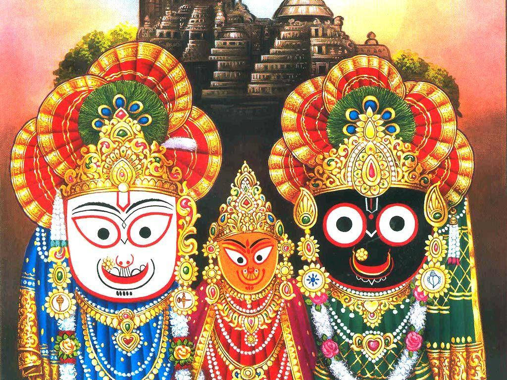 Jagannath Wearing Gold Ornaments Background