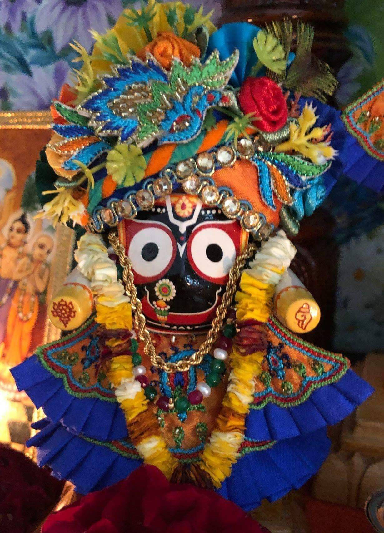 Jagannath With Floral Headdress Background