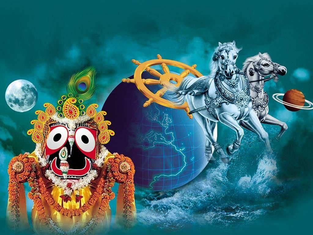 Jagannath With Two Horses Background