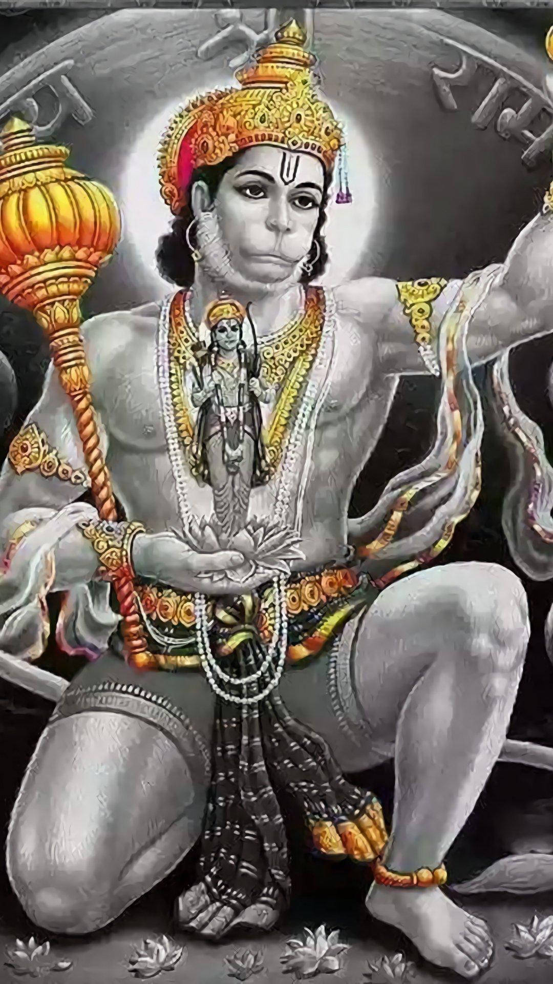 Jai Hanuman Gold Grey Art