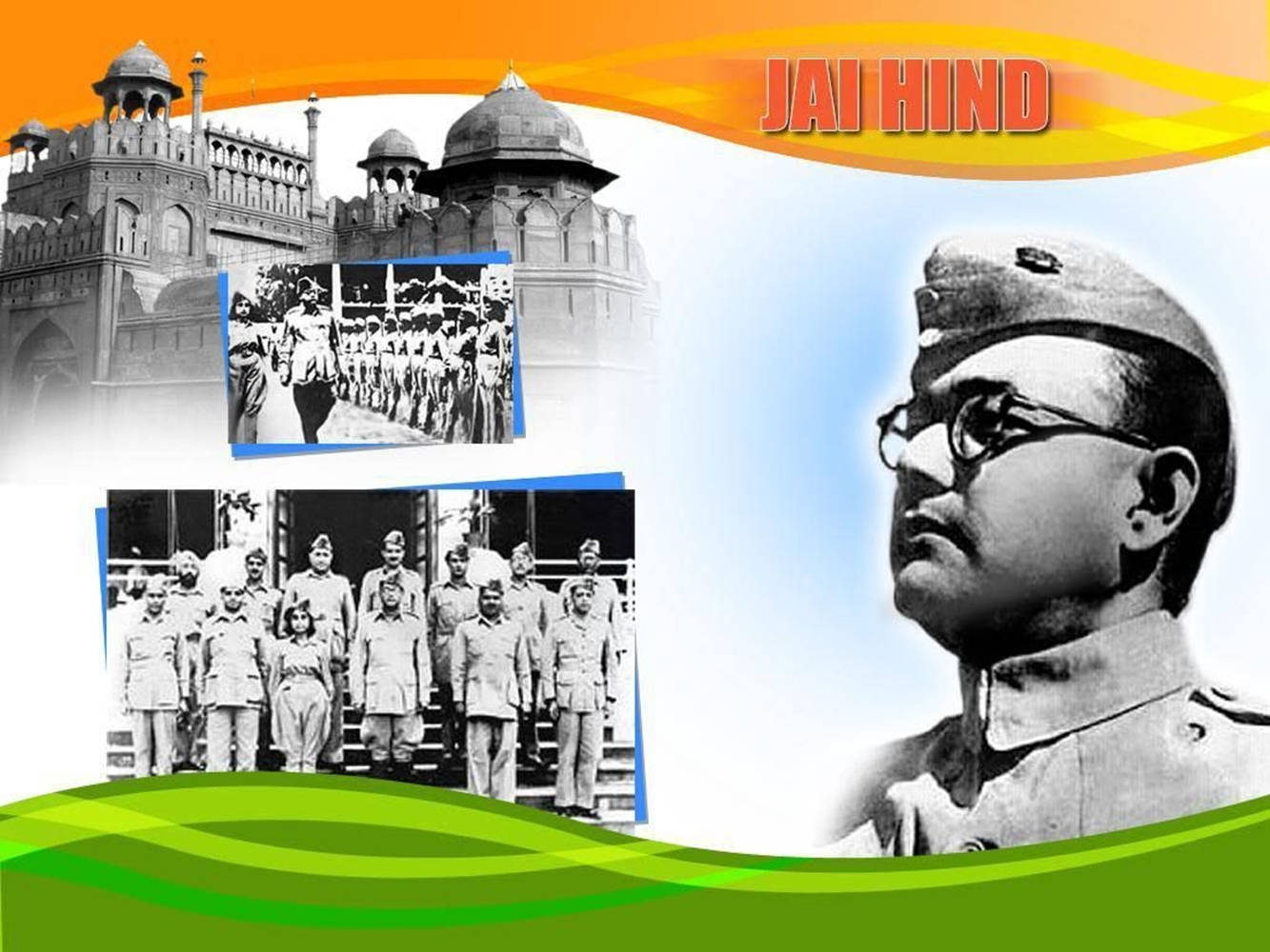 Jai Hind Netaji Bose Portrait With His Soldiers