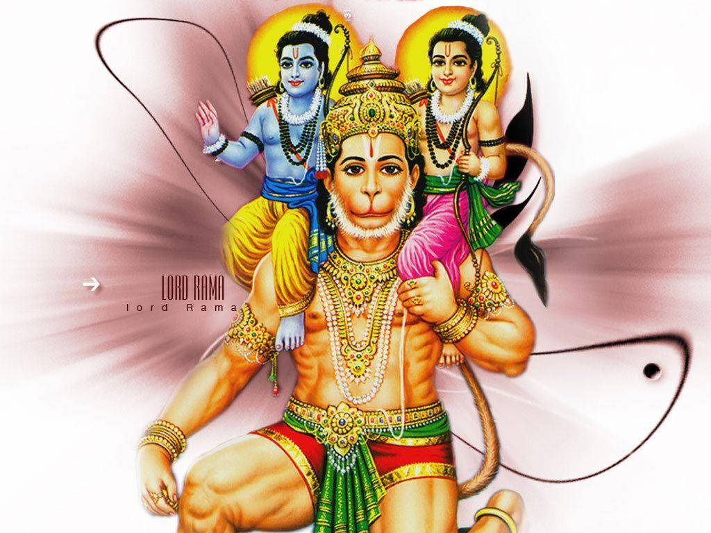 Jai Shri Ram Hanuman Carrying Rama And Lakshmana Background