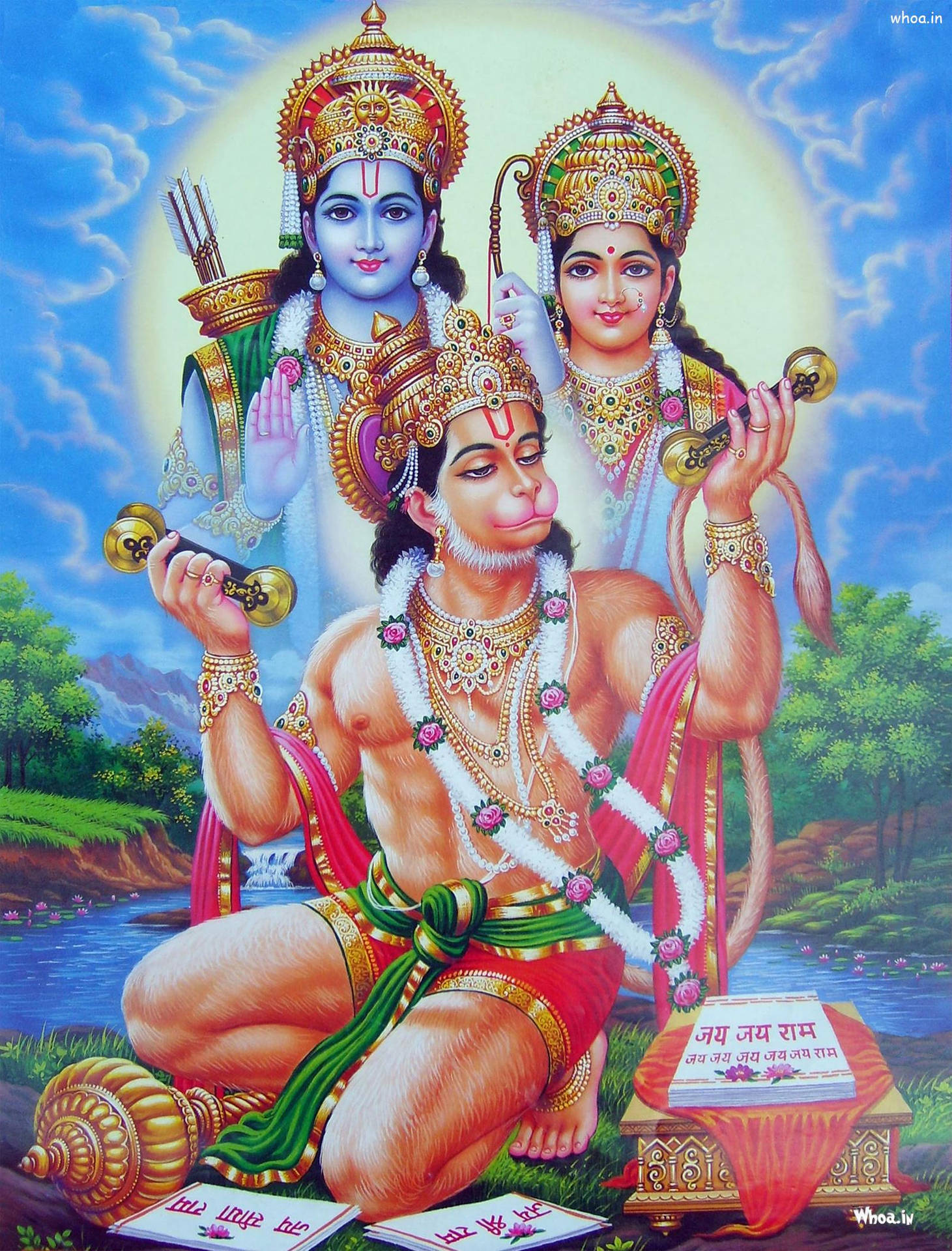 Jai Shri Ram Hanuman With Rama And Sita Background