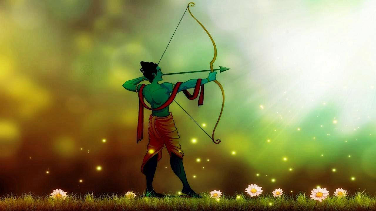 Jai Shri Ram Rama Aiming Bow And Arrow