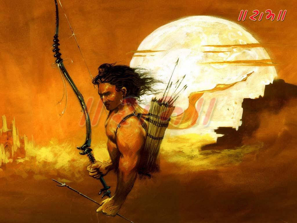 Jai Shri Ram Rama In Front Of Moon Background