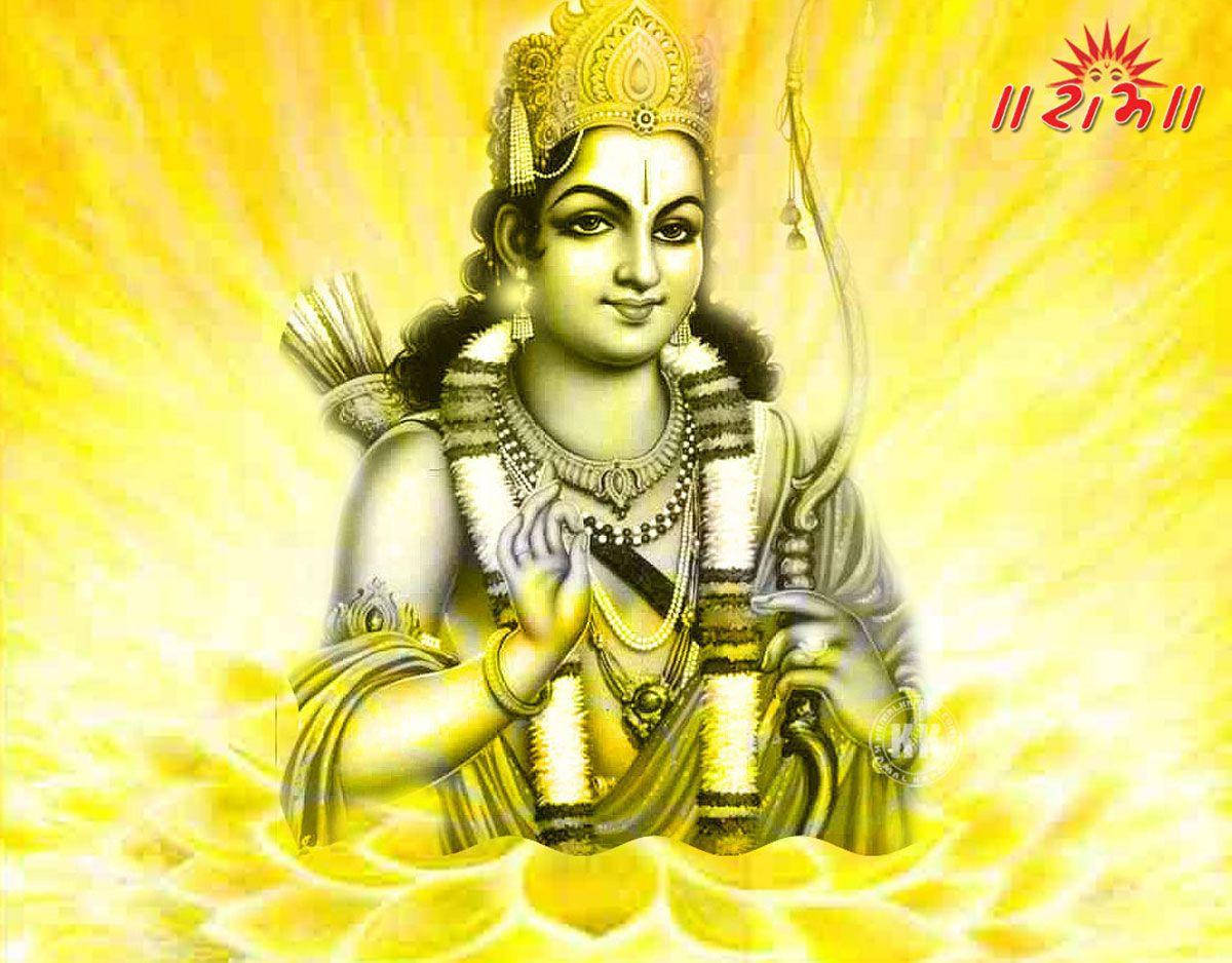 Jai Shri Ram Rama On Yellow Lotus Background