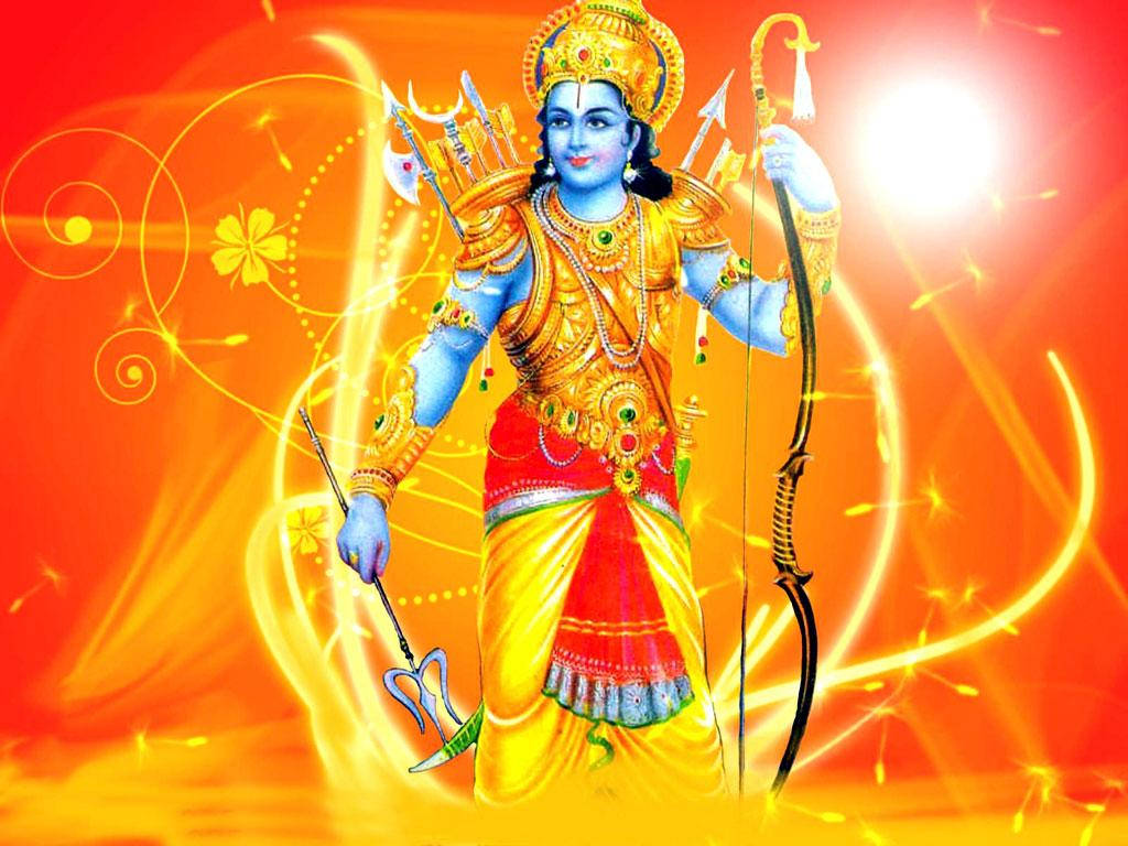 Jai Shri Ram Rama With Orange Lines Background