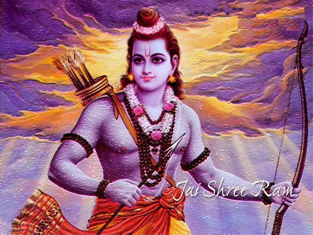 Jai Shri Ram Rama With Sun From Clouds Background