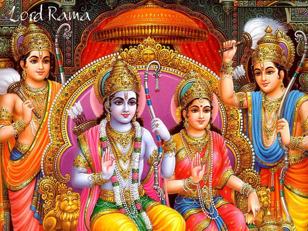 Jai Shri Ram Ramayana Characters Around Throne