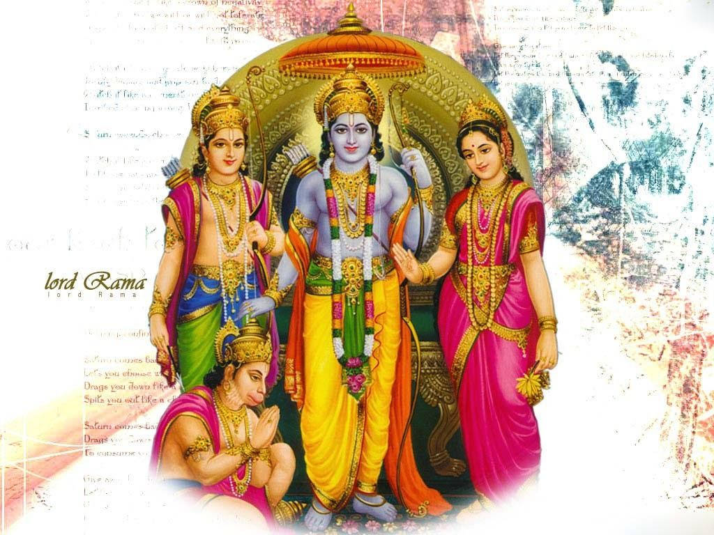 Jai Shri Ram Ramayana Characters On Faded Page Background