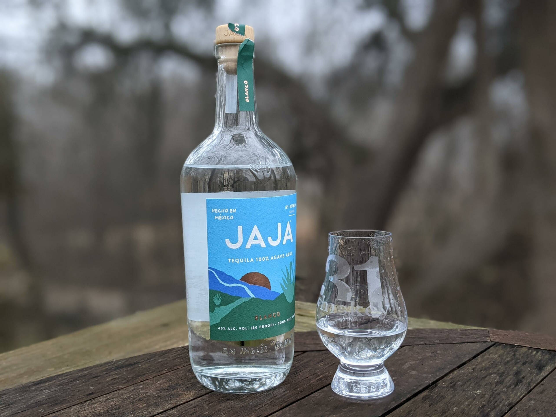 Jaja Tequila At Dark Woods Background