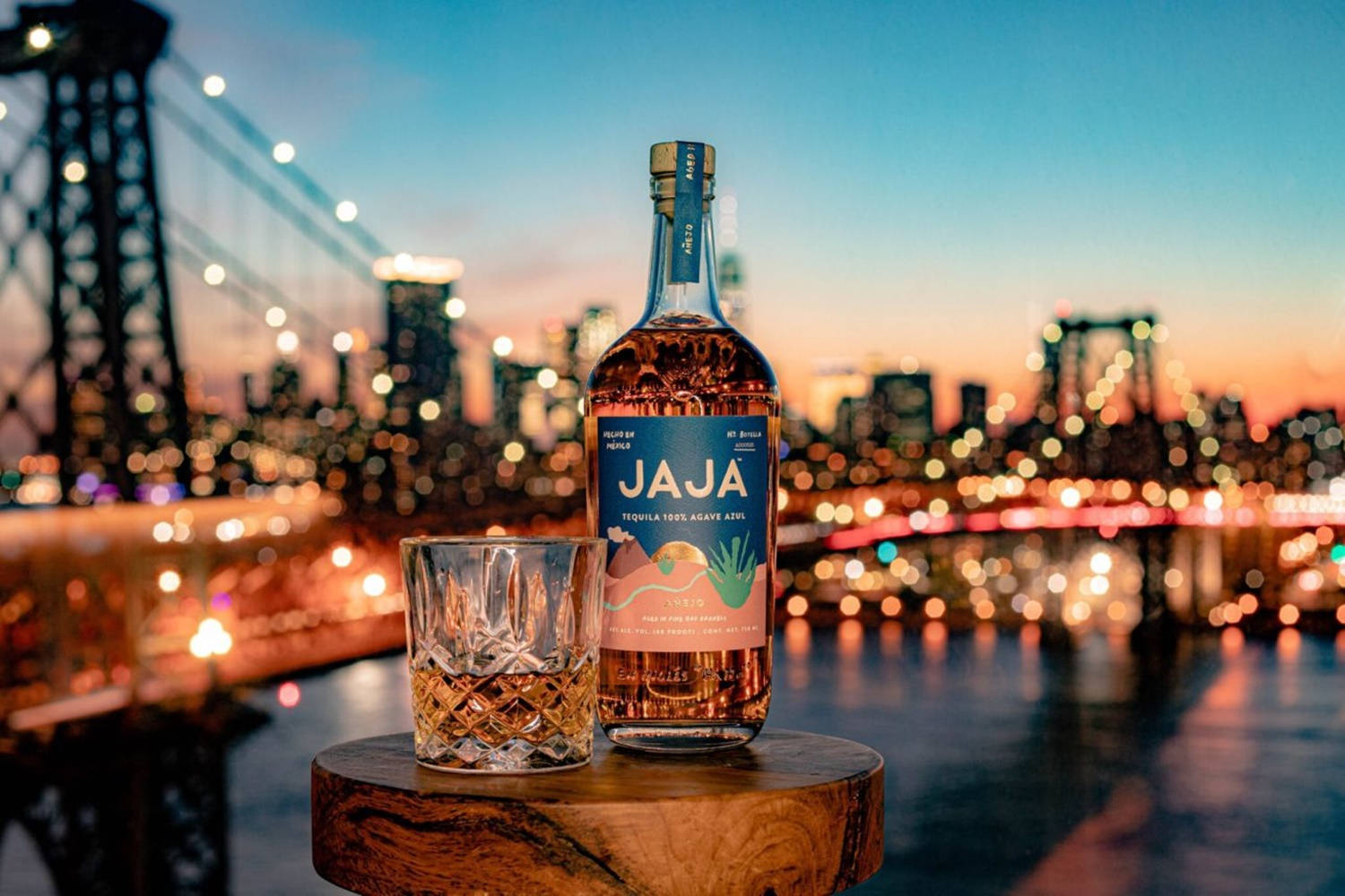 Jaja Tequila Bottle At Bokeh City Background