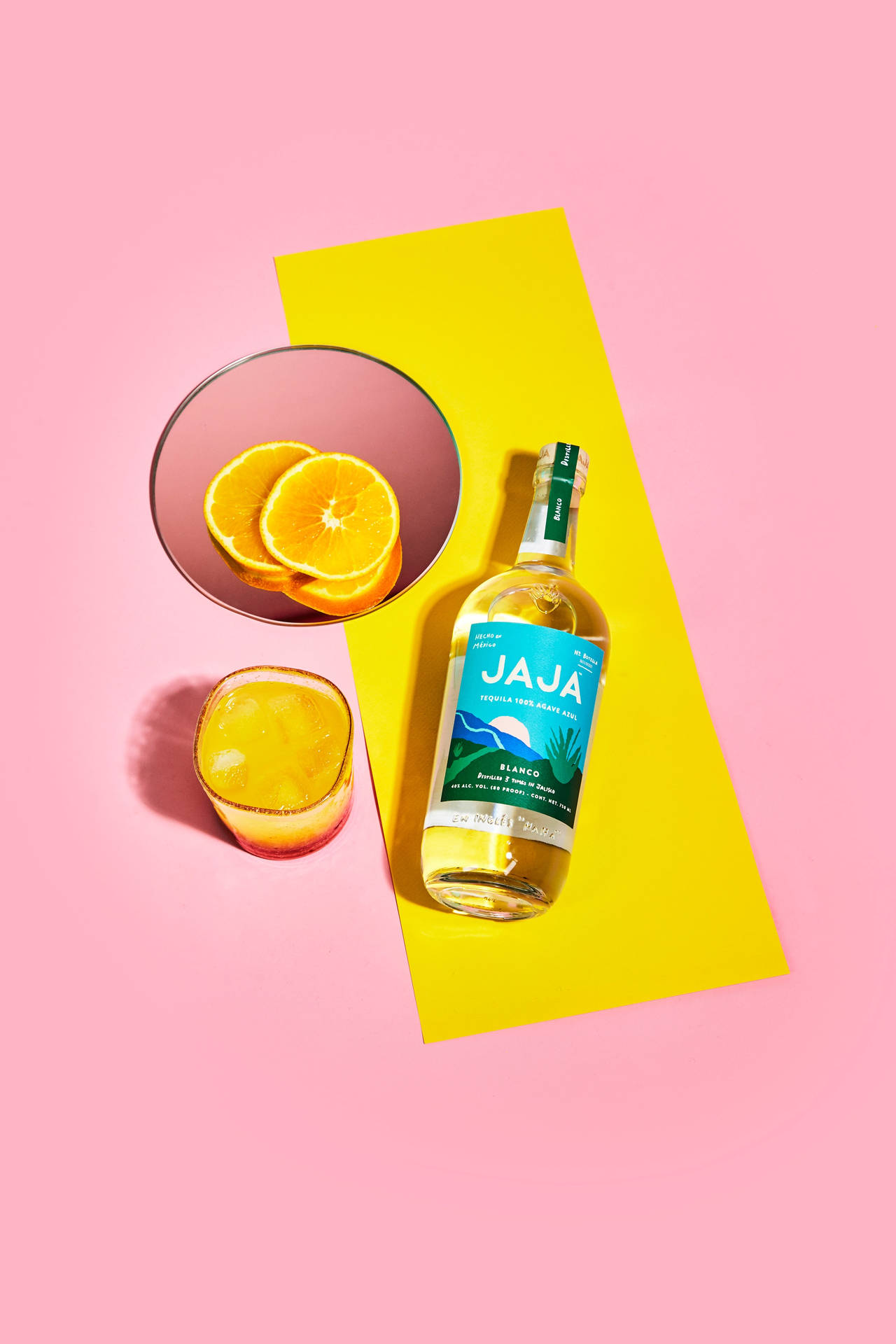 Jaja Tequila With Orange Fruit Background