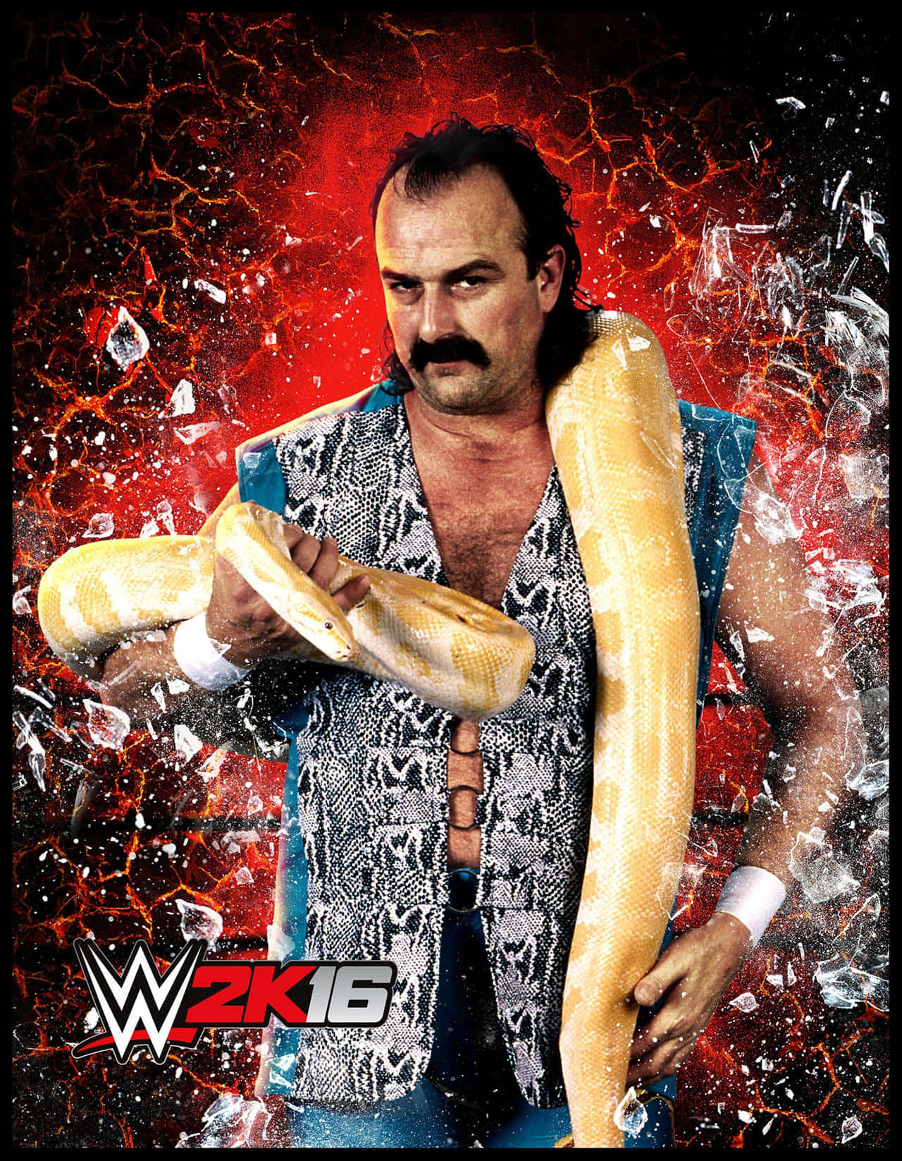 Jake Roberts With His Signature Yellow Ball Python In Wwe 2k16 Background