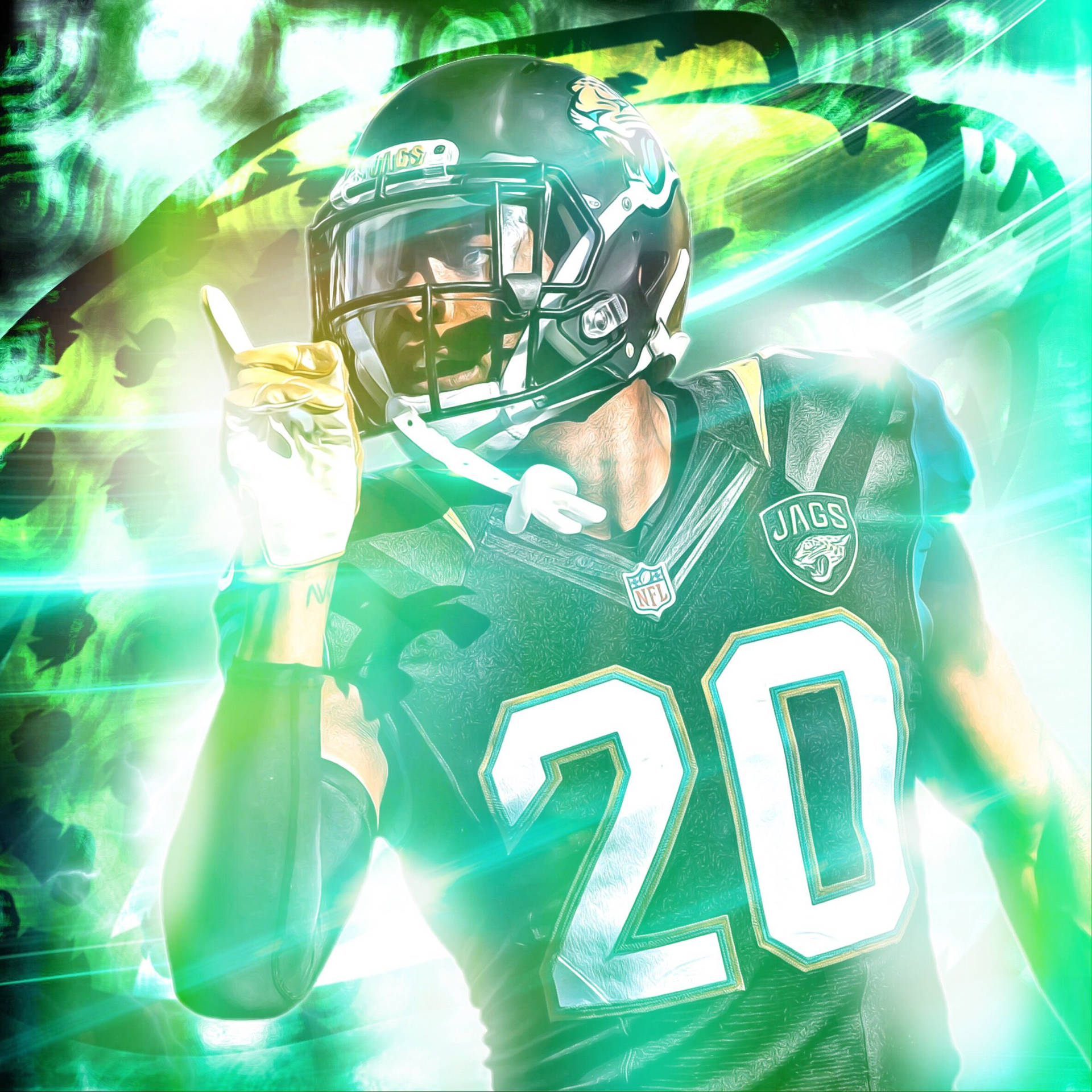 Jalen Ramsey Abstract Green Light Background