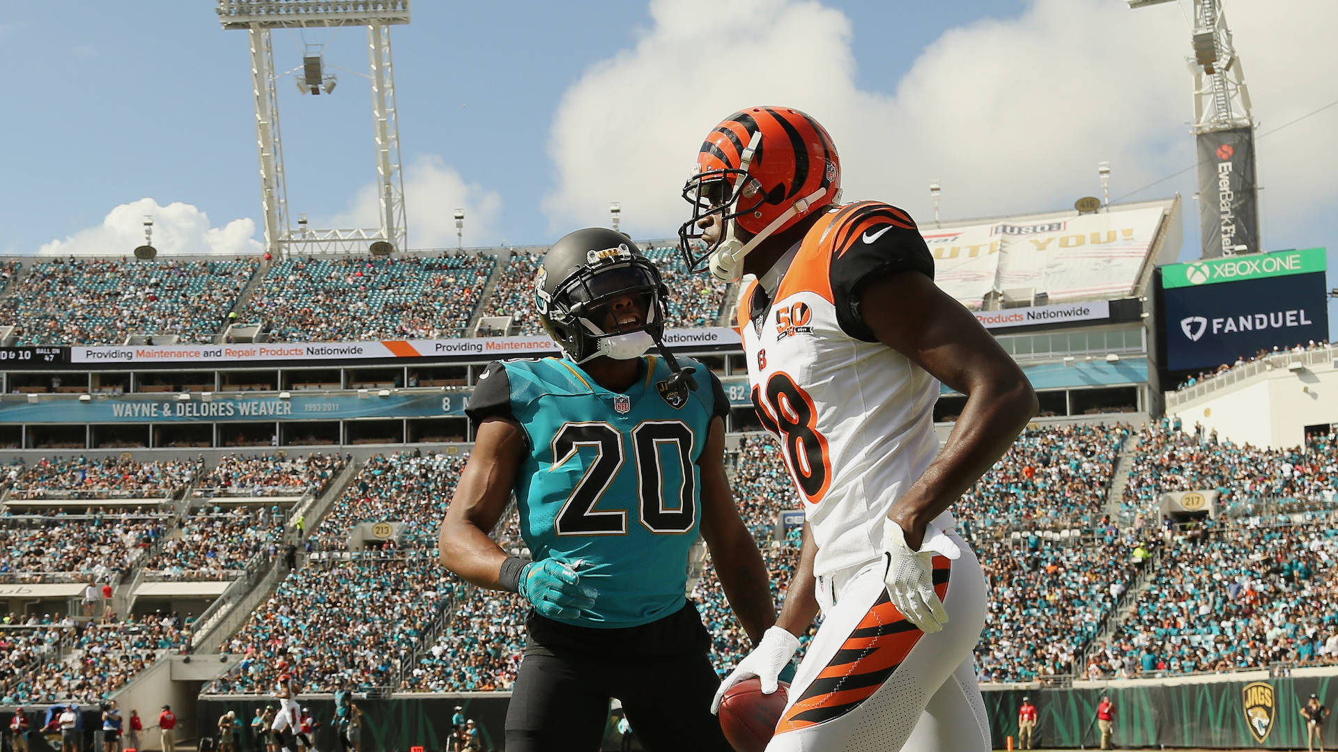 Jalen Ramsey Against A.j. Green Background