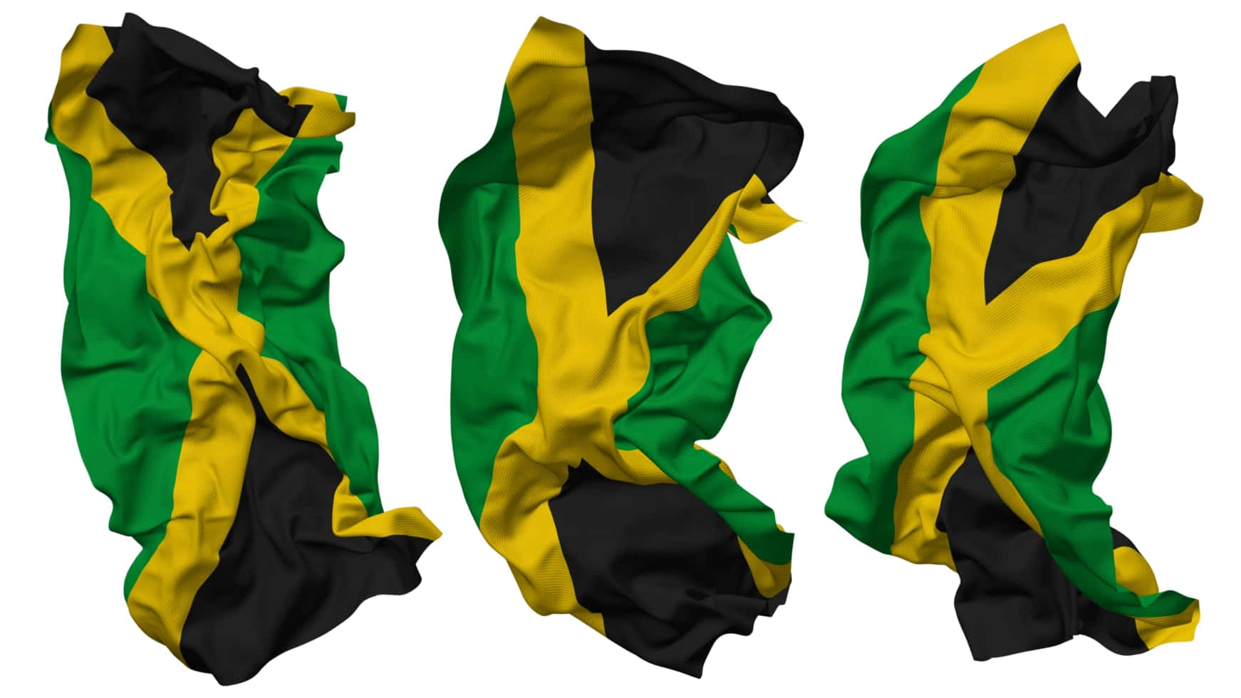 Jamaican_ Flag_ Trio_ Drapery Background