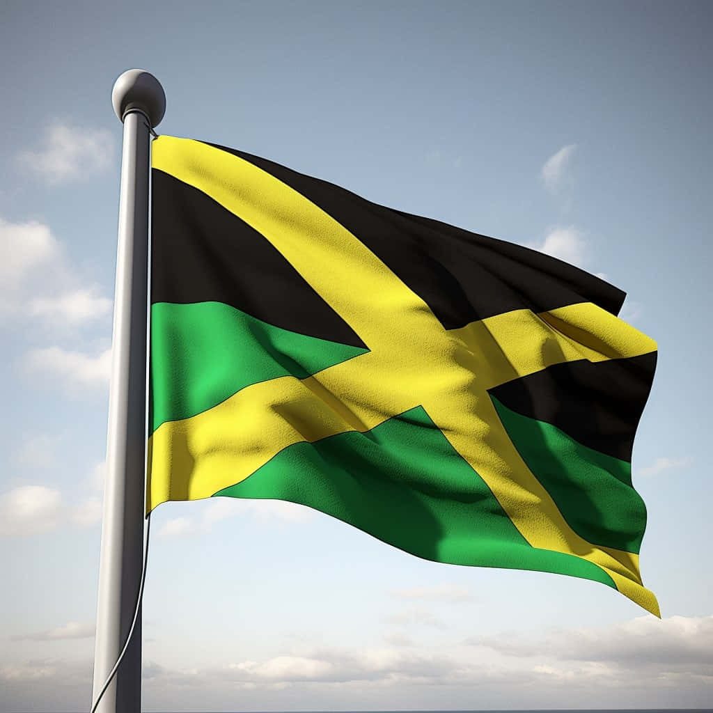 Jamaican Flag Waving Sky Background Background