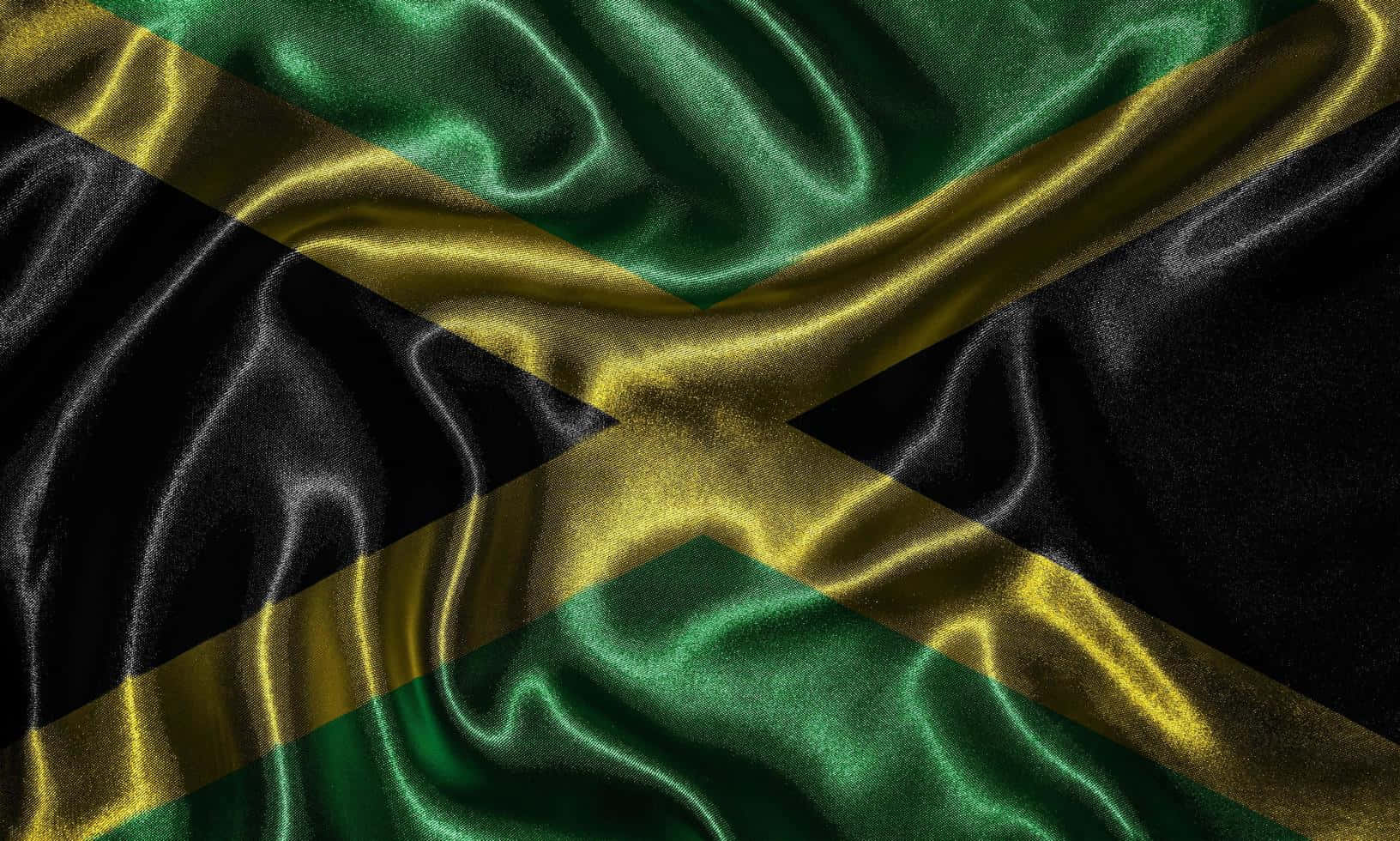 Jamaican Flag Wavy Texture Background