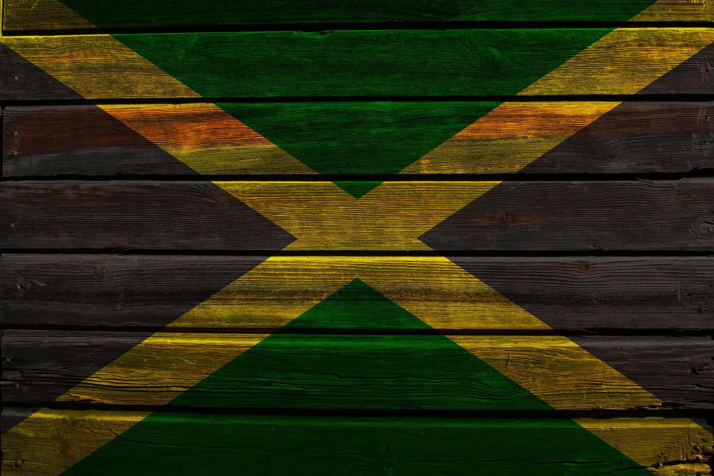 Jamaican Flag Wooden Texture Background
