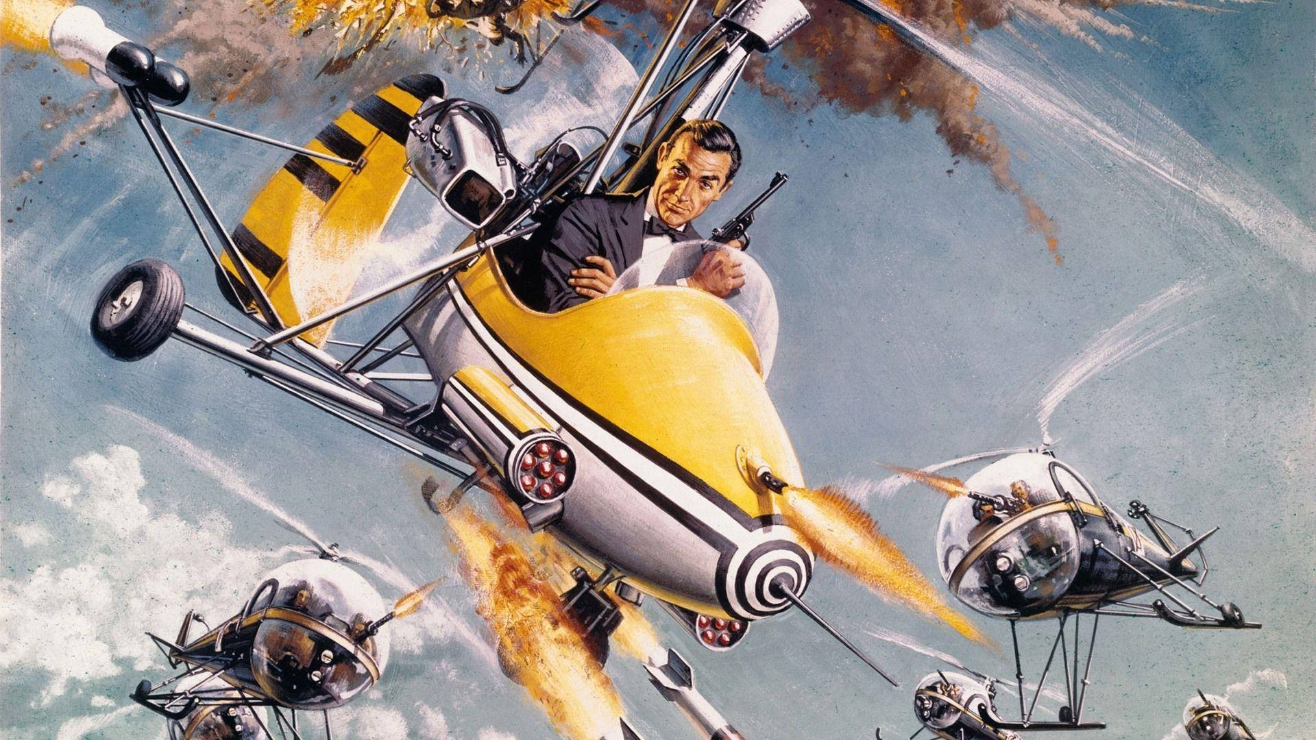 James Bond On Yellow Plane Background