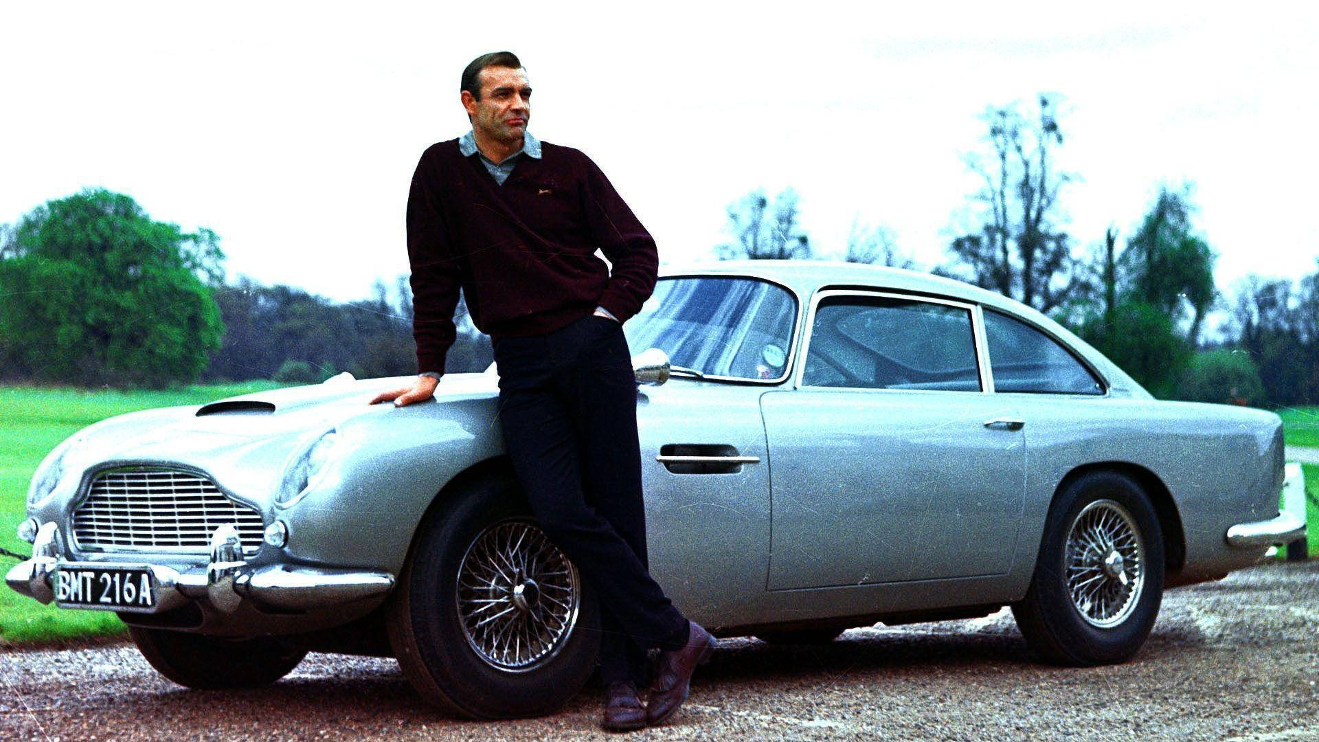 James Bond With Old Car Background