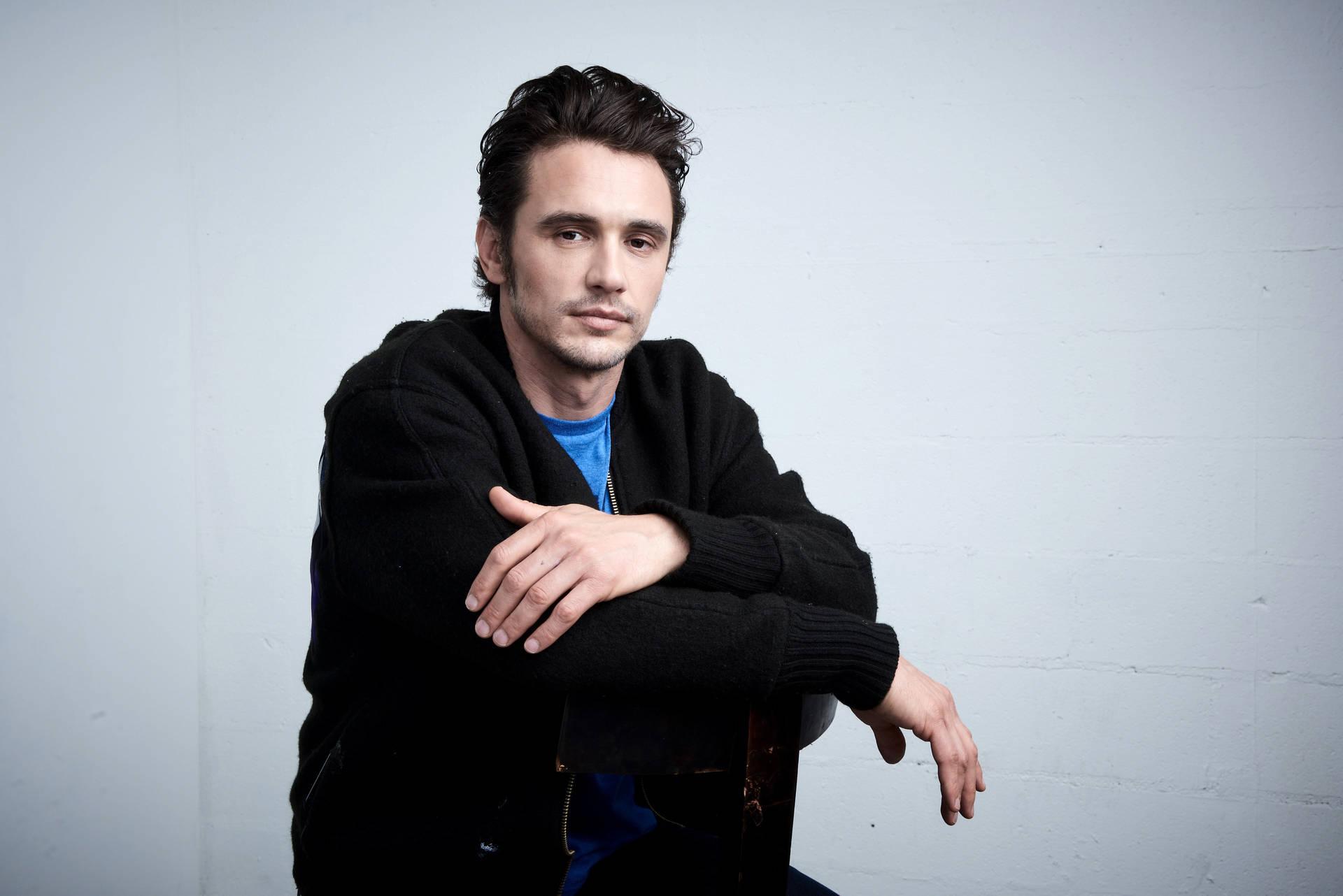 James Franco Studio Photoshoot Sitting Background