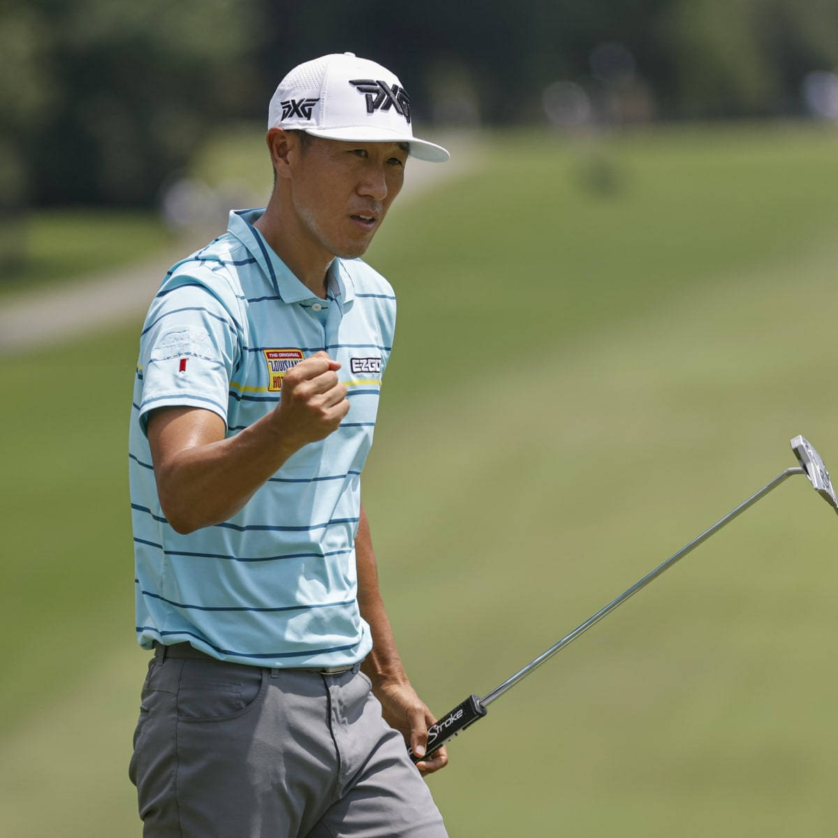 James Hahn Cheering With Fist Pump Background