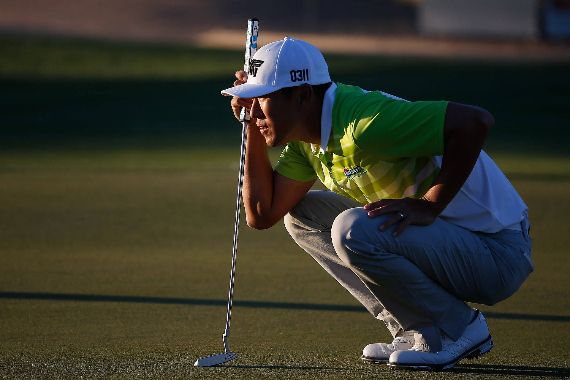 James Hahn Crouching Down Background