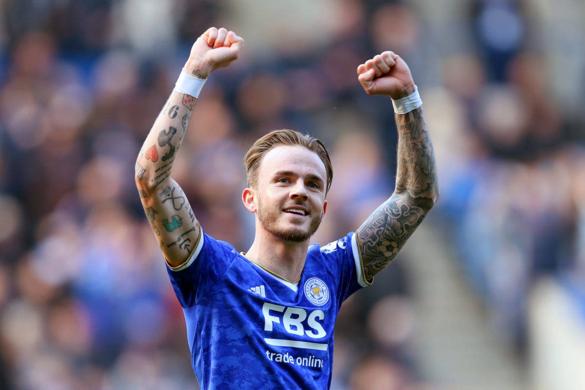 James Maddison Smiles At Fans Background