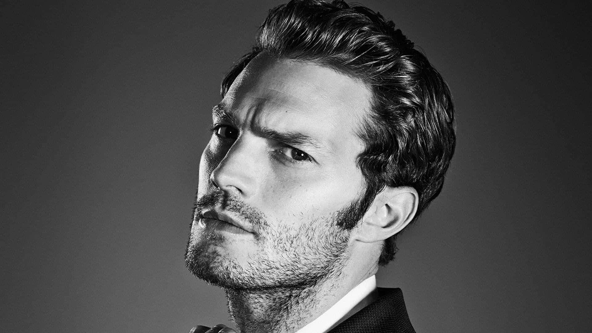 Jamie Dornan Captivating In Black And White Photography Background