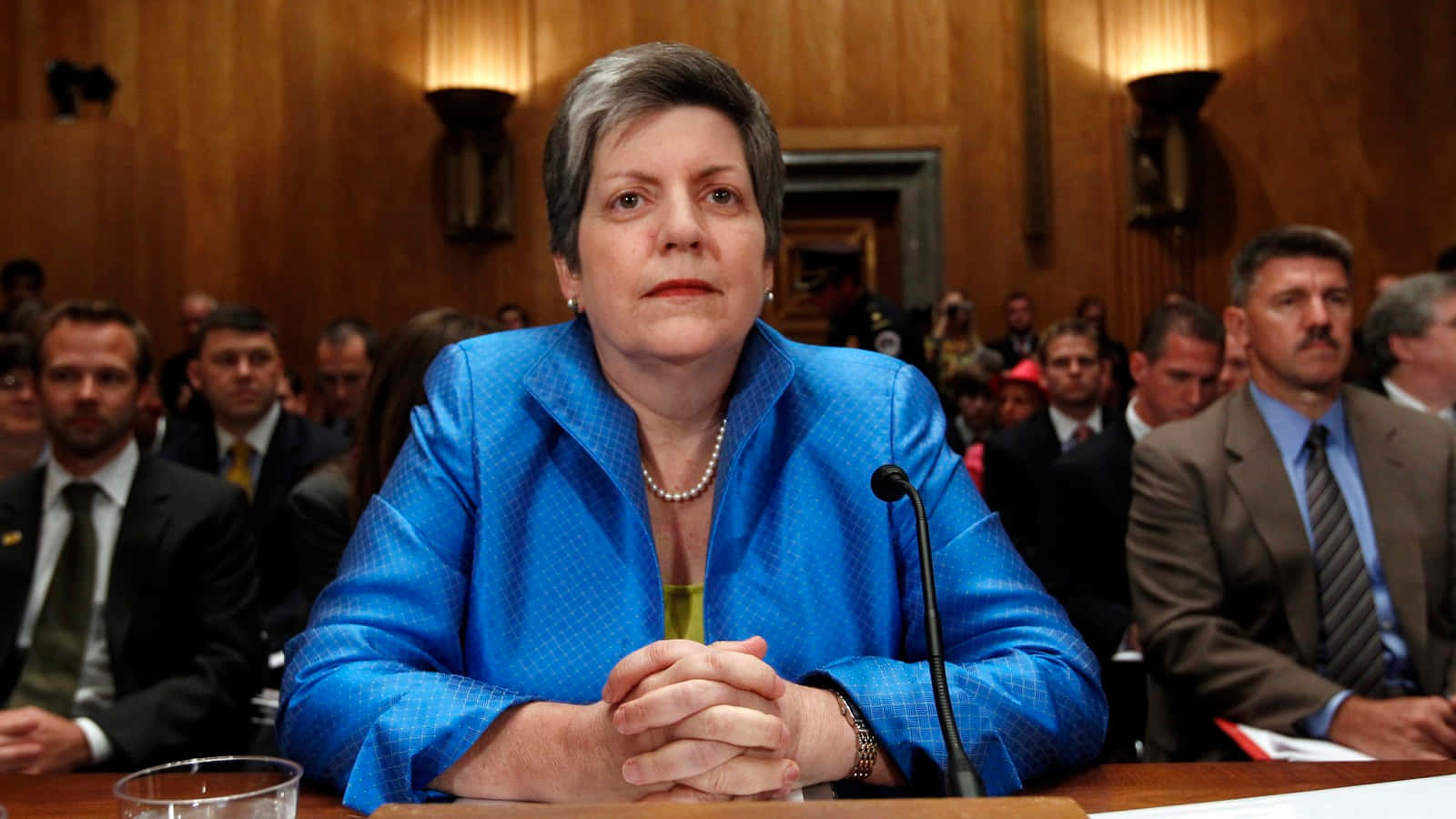 Janet Napolitano In Blue Blazer Background