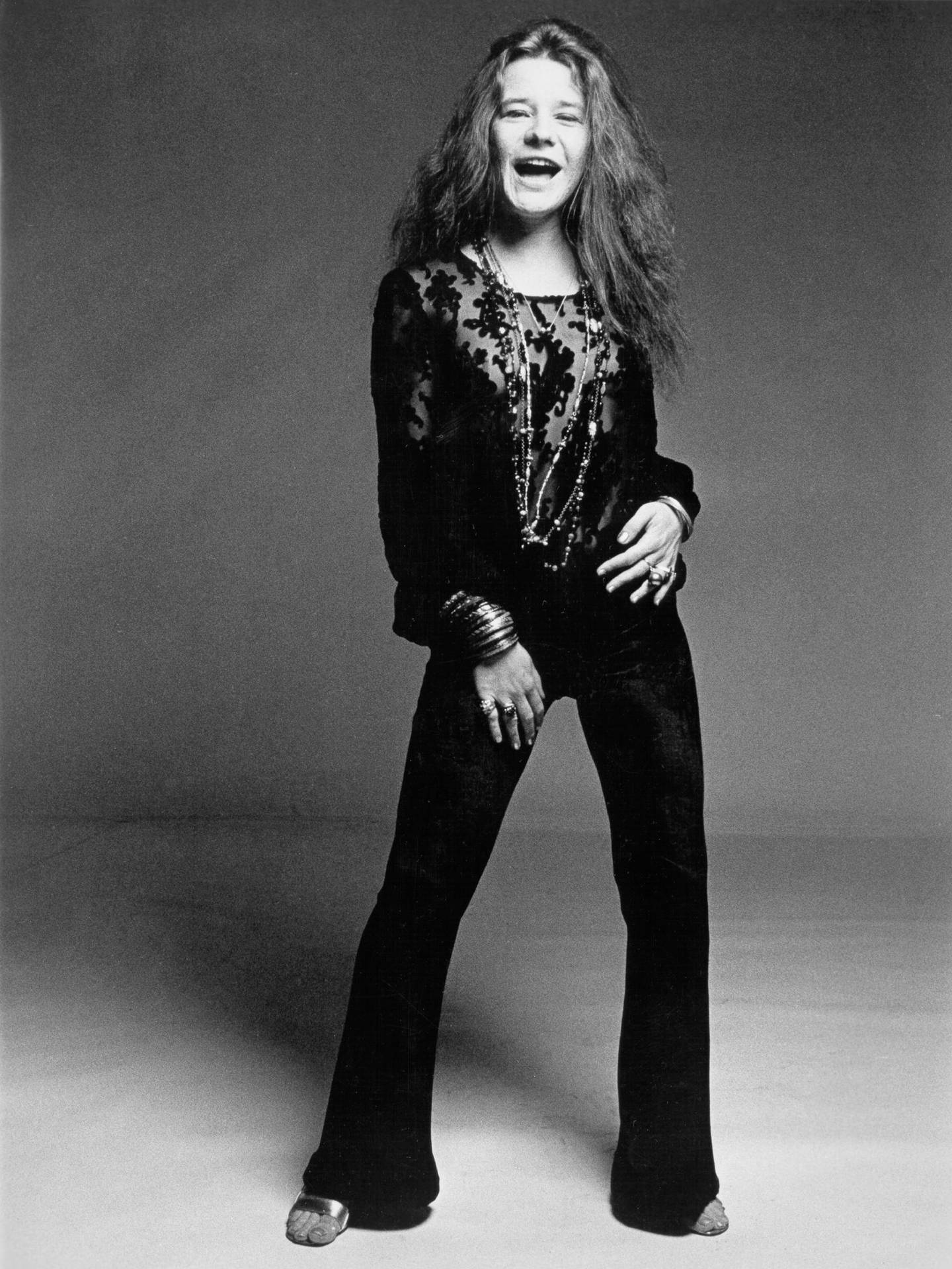 Janis Joplin Black And White Studio Photograph Background