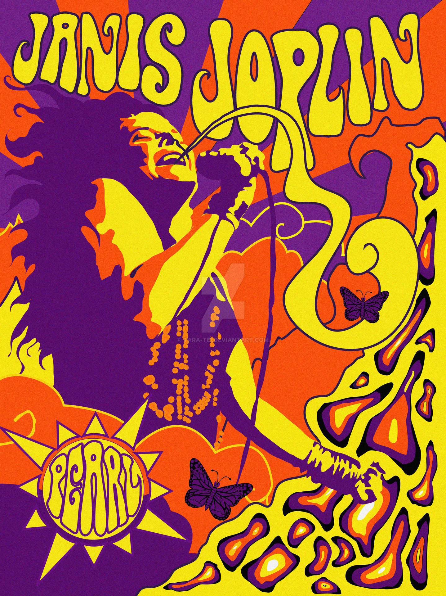 Janis Joplin Digital Cartoon Background