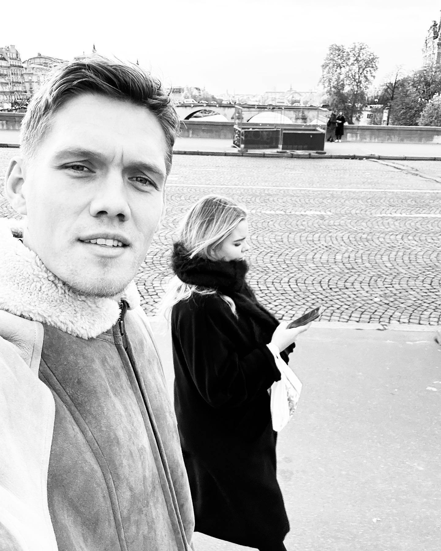 Jannik Vestergaard Selfie With His Wife Background