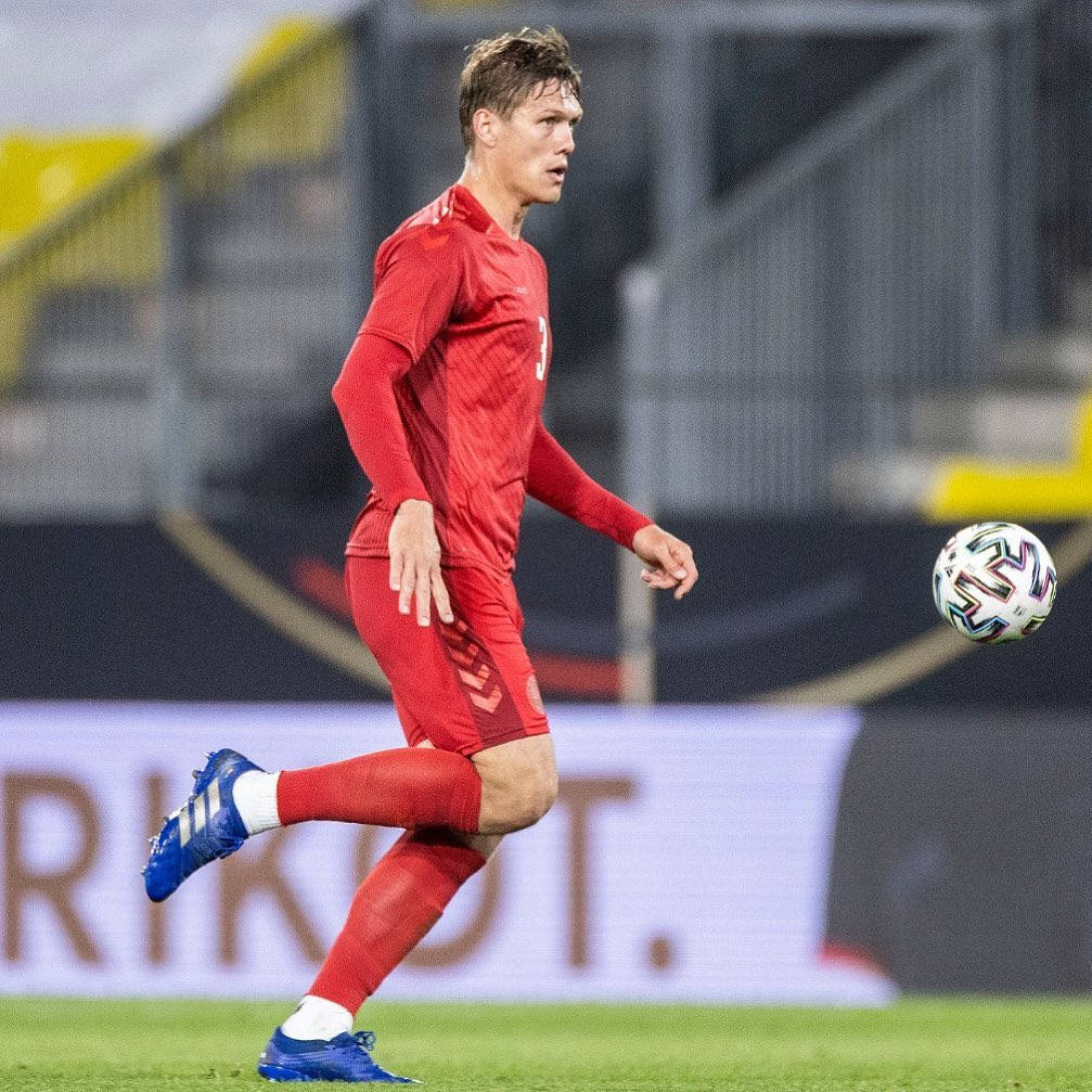 Jannik Vestergaard Wearing Red And Blue Background