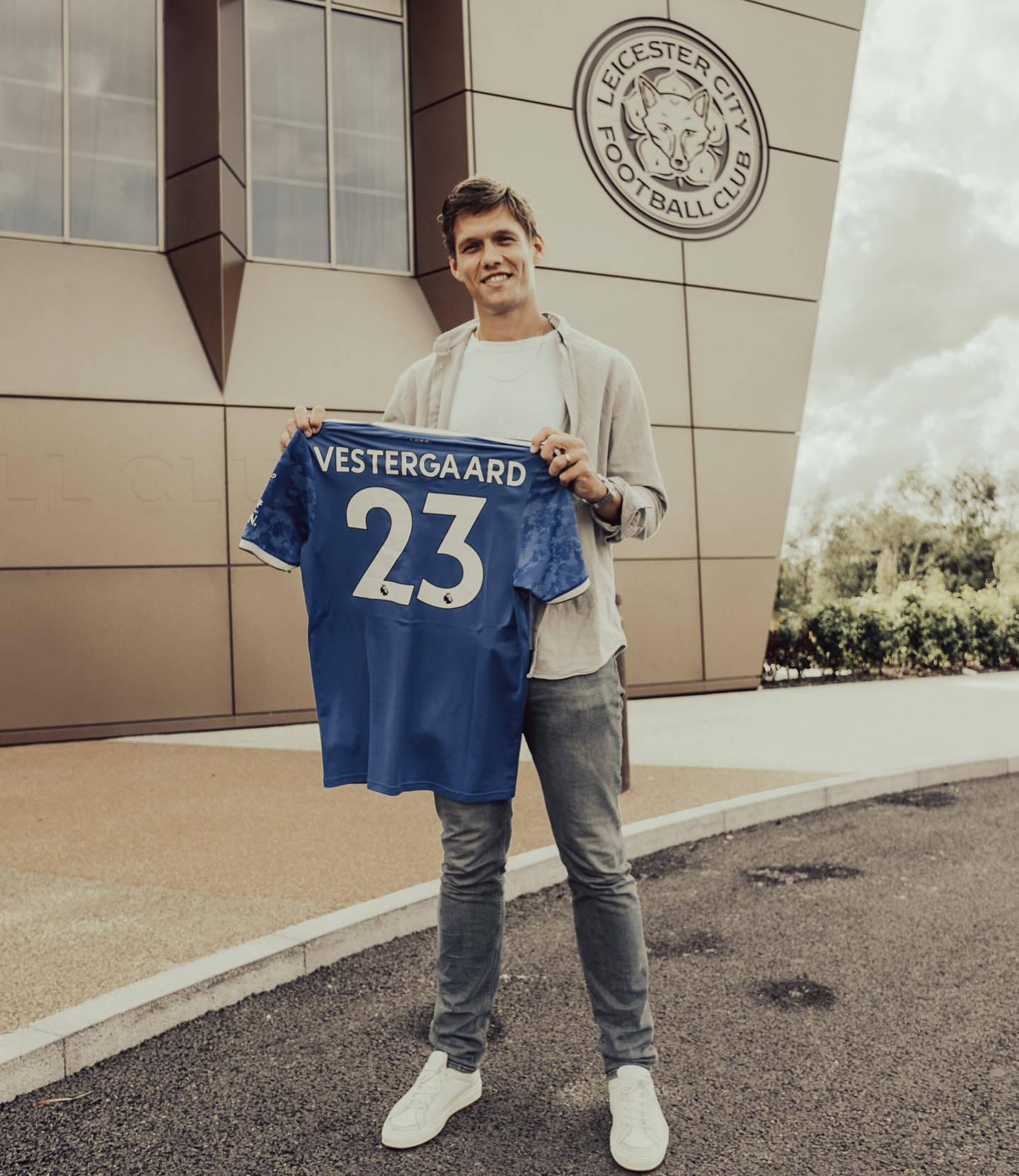 Jannik Vestergaard With His Jersey Background