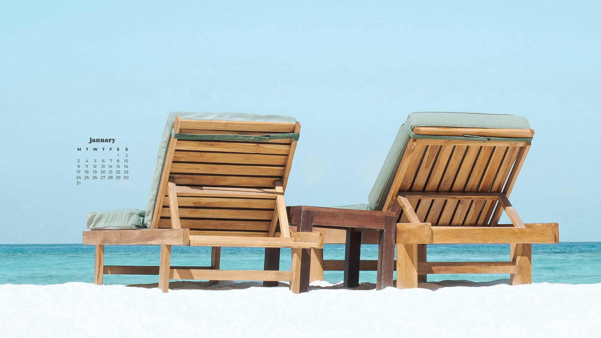 January 2022 Calendar Beach Chairs