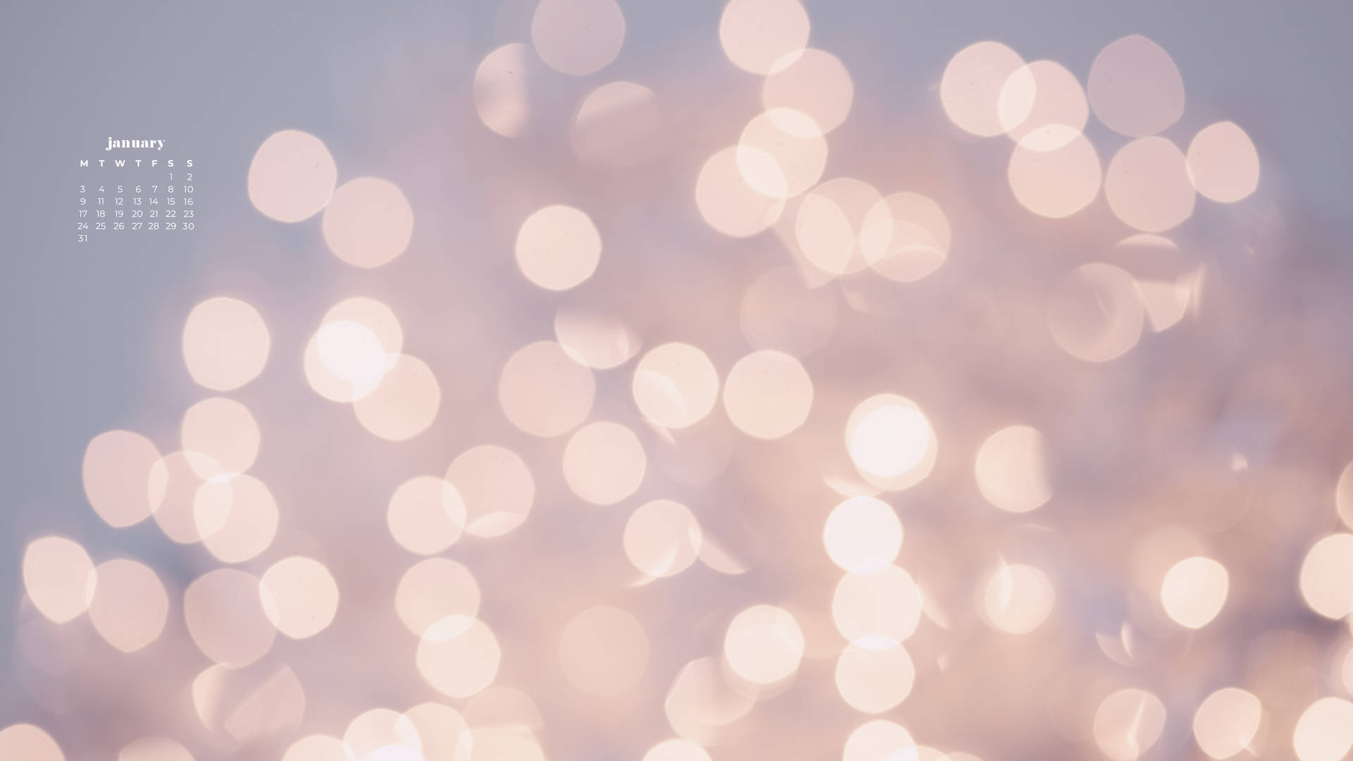 January 2022 Calendar Bokeh Lights Background