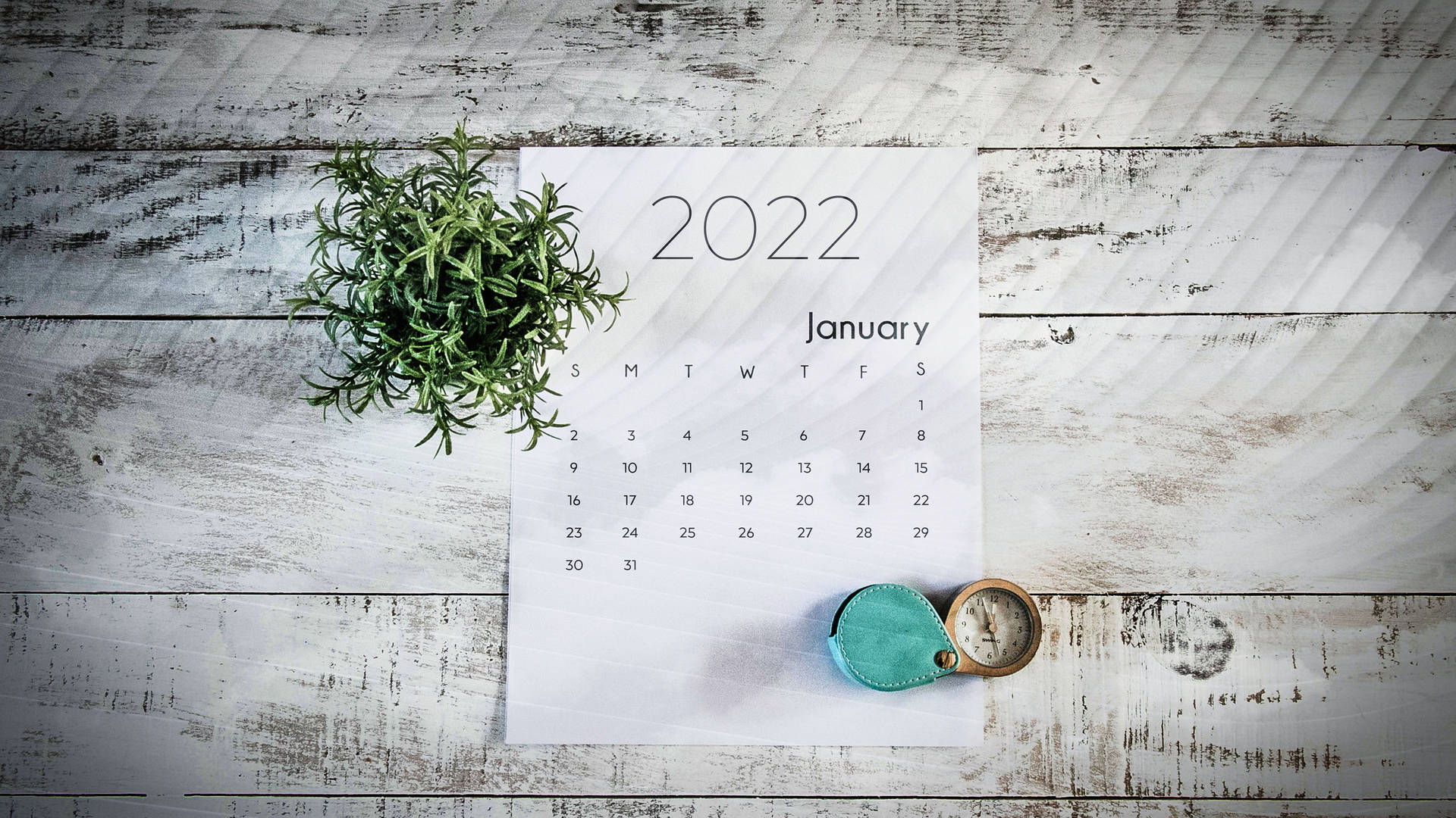January 2022 Wooden Table Background