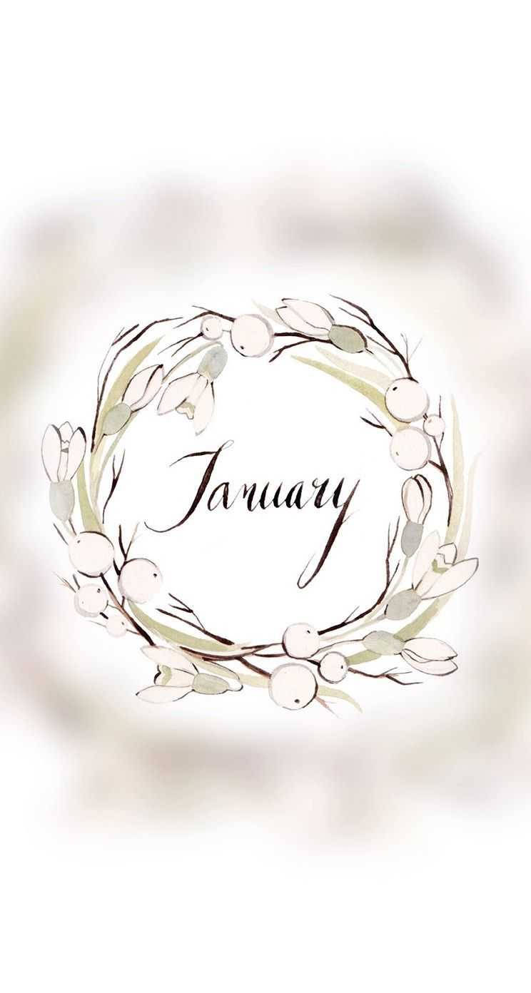 January Floral Wreath Background