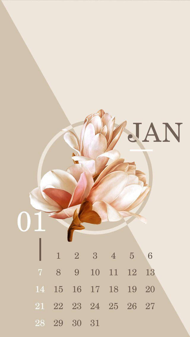 January Flower Calendar Background