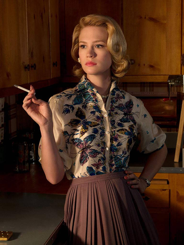 January Jones Betty Draper Smoking Background