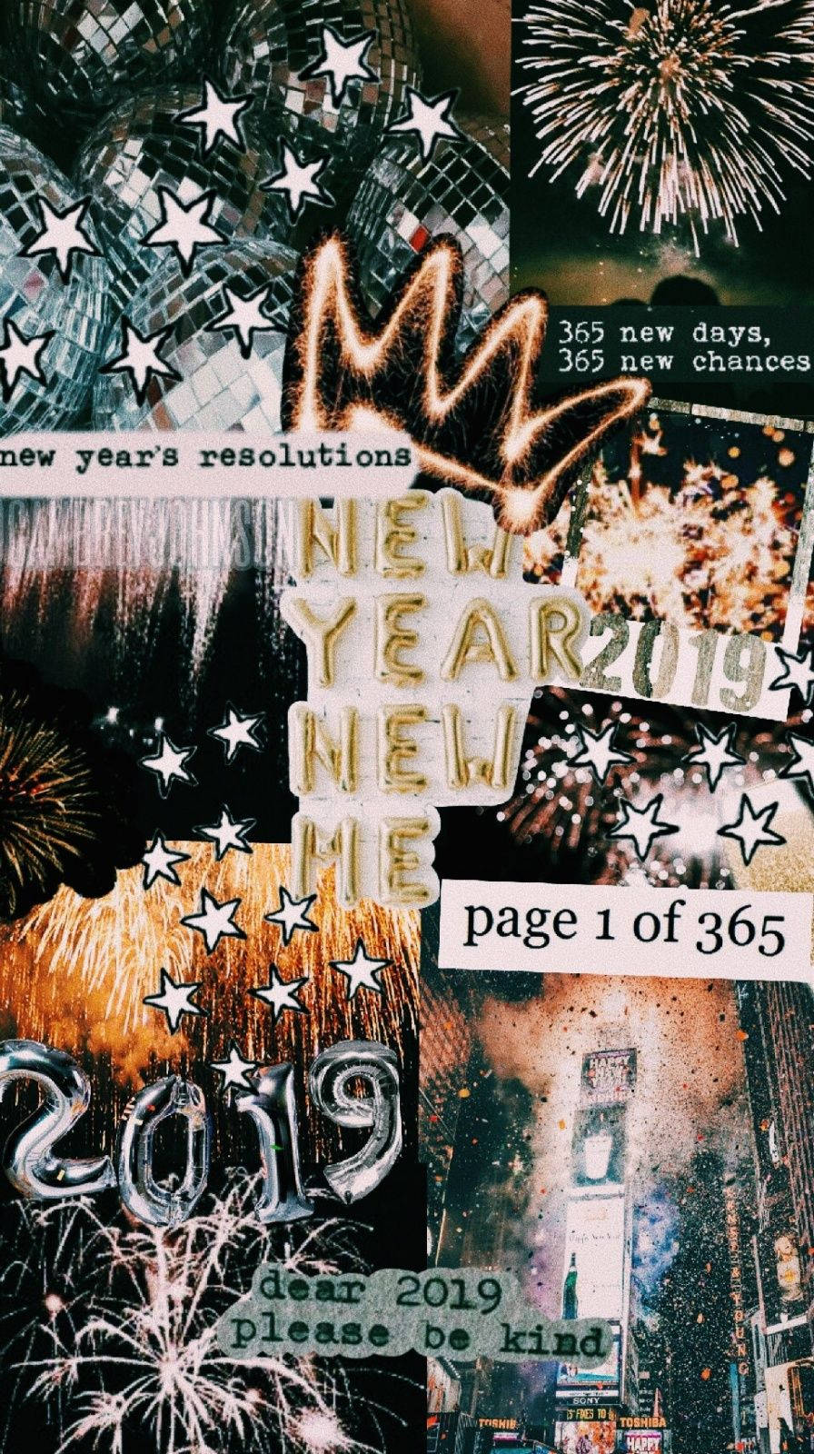 January New Year Aesthetic Collage